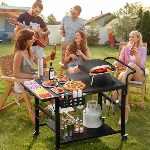 Pizza Oven Table Stand, Outdoor Grill Cart Table for Ninja Ooni Blackstone