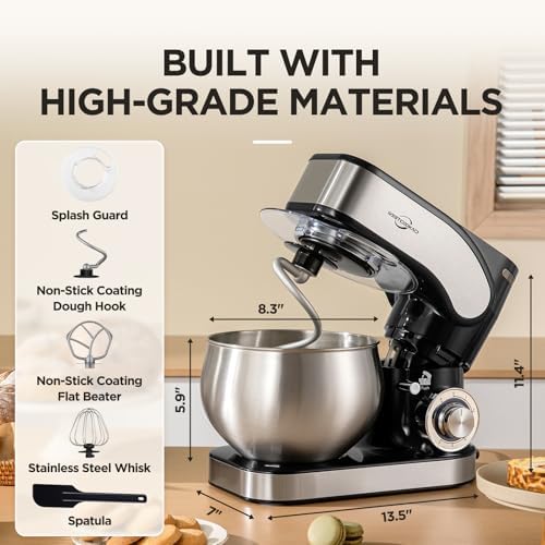 Stand Mixer 5.3QT Tilt-Head 6+P Speed Household Food Mixer Black