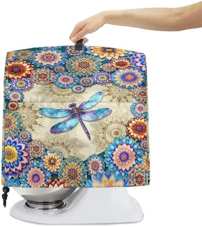 Dragonfly Boho Flower Mixer Covers Washable Stand Mixer Dust Cover Fit Kitchen Aid Mixer 4.5-8 Quart Home Kitchen Small Appliance Protector Colorful