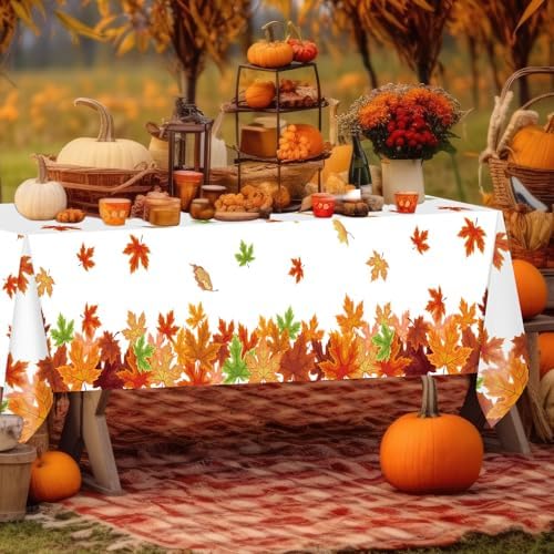 Unittype 9 Pcs Fall Maple Leaf Tablecloth Disposable Plastic