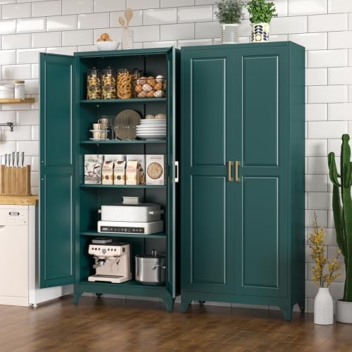 Polup 75" Pantry Cabinet, Tall Metal Storage Cabinet with Doors and Shelves