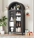 63"Tall Arched Cabinet, 5-Tier Curio Cabinet for Kitchen Living Room, Black