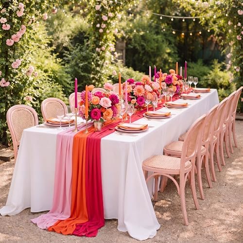 9 Pcs Pink and Orange Sunset Party Decorations Table Runner