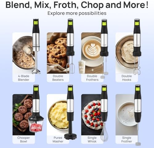 Consciot 10-in-1 Immersion Hand Blender Max 1100W, Trigger Speed Control