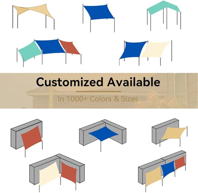 Amagenix Sun Shade Sail 13'X20' Curved Edge Outdoor Shade Canopy Sand Breathable 95% UV Block Shade Cloth for Patio Garden Backyard (We Make Custom Size)