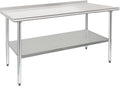 HARDURA Stainless Steel Prep & Work Table 30 x 60 Inches NSF Heavy Duty Commercial with Undershelf and Backsplash, Galvanized Legs for Commercial Food Prep