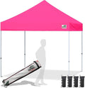 Eurmax USA Standard 10x10ft Patio Pop Up Canopy Tent for Outdoor Events Commercial Instant Canopies with Heavy Duty Roller Bag,Bonus 4 Canopy Sand Bags (Pink)