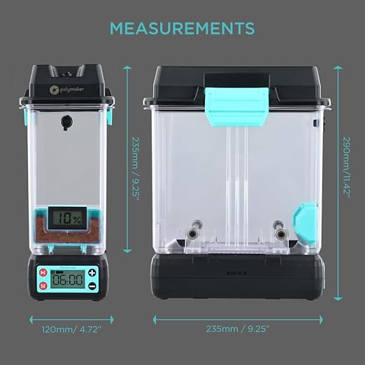 Polymaker 3D Printing Filament Dryer and Storage Box - PolyDryer and PolyDryer Box for Filament Drying and Sealing with Heat Control, Compatible with PA Nylon, PLA, PVB, PETG, ABS, TPU 1.75mm 2.85mm