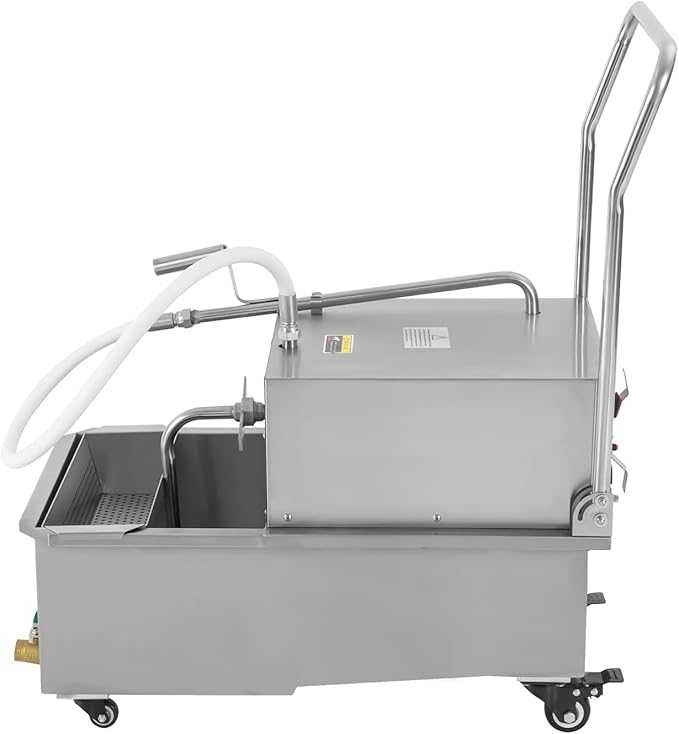 55 L /14.5 Gal Commercial Mobile Fryer Filter Machine/Oil Filter Truck, 550W Fryer Filter Frying Oil Filtering System for Restaurant - Gravity Sedimentation (US Stock)