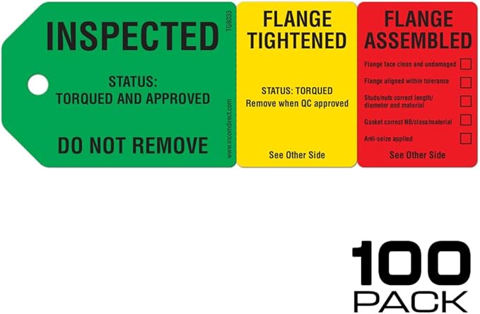 INCOM Manufacturing 3-Stage Flange Tags, Heavy Duty All-Weather DuraPly™, Waterproof and Tear-Resistant, 2.75 inch x 7.9 inch, 100 Pack, TG8033PT100