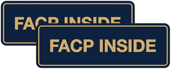 Signs ByLITA Standard FACP Inside Sign | Fire Safety Signage (Navy Blue/Gold) - Small 2 Pack