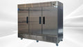 Commercial Freezer 3-doors Solid Reach in Upright Bottom NSF Mounted Stainless Steel 82" Width, Capacity 65 Cuft, Restaurant Quality Kitchen Cold -8°F