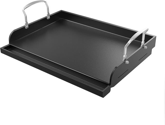 Griddle for Gas Grill, Flat Top Cast Iron Griddle Insert for Outdoor Gas 17" x13" Nonstick Coating Cooking Skillet Pan Teppanyaki for Weber Charbroil Camp Chef Charcoal Electric