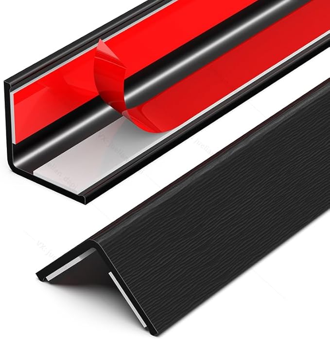 Wall Corner Protector, Walls Edge Protector，Self-Adhesive Wall Corner Guards,PVC Double Side Edge Protector， Furniture Stairs Guard (Black Wood Grain 2PCS 100cm/39.37in)