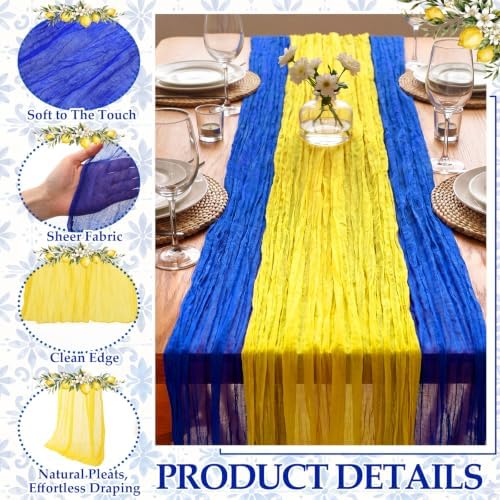 6 Pcs Blue Yellow Party Decorations Amalfi Coast Table Runner