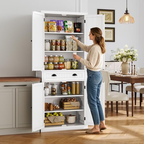 ARTPOWER 72" Tall Freestanding Pantry & Kitchen Storage Cabinet, White