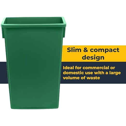 3 pack 23 Gallon Waste Bin with Lid & Dolly, Heavy-Duty Trash Can, Slim Rectangular Garbage Bin, Durable Waste Container, Recycling Bin, Plastic Wastebasket for Kitchen, Garage, Restaurants, Office