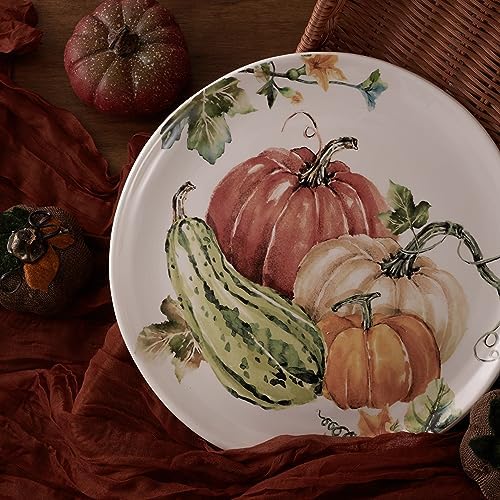 Bico Pumpkin Feast Dinner Plates Set of 4, 11 Inch Large Ceramic Plates for Pasta, Steak, Stylish Serving Dishes, Microwave and Dishwasher Safe, Gift for Housewarming and Thanksgiving