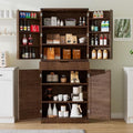 GRUSIGN 72" Kitchen Pantry Storage Cabinet with Doors and Shelves, Wood Farmhouse Pantry Storage with Barn Doors for Kitchen, Dining Room, Living Room, Dark Brown