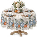 Newbridge Thanksgiving Blue Pumpkin Vines Tablecloth 70 Inch Round
