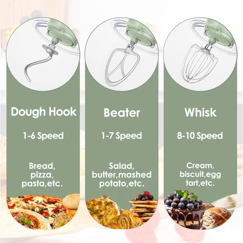 Kitchen in the box 6.5QT Stand Mixer,10-Speed Stainless Steel Bowl (Green)