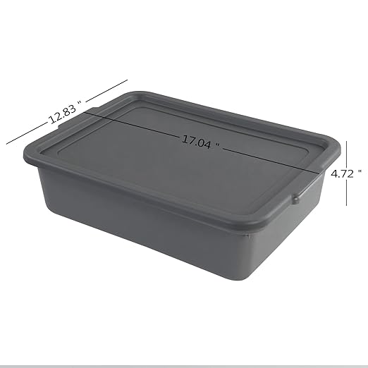 3-Pack 13 L Plastic Commercial Bus Tub, Gray Bus Box with Lid
