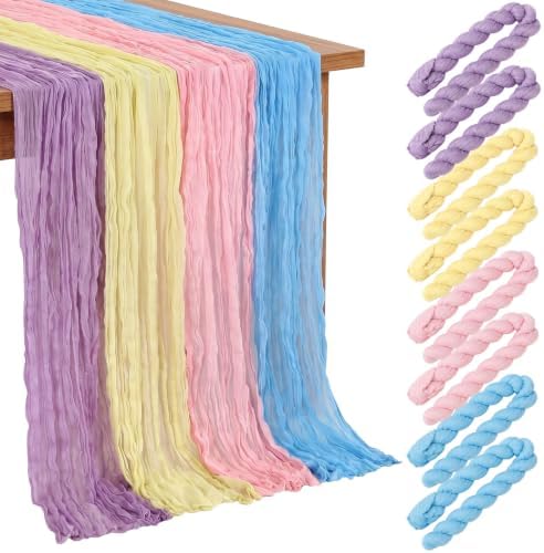 8 Pcs Pastel Cheesecloth Table Runner 118" Cloth Runner