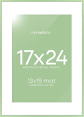Homeforia 17x24 Picture Frame Sage Green, High End Metal 17x24 Poster Frames with Mat 13x19 Photo, 17 x 24 Sage Green Frame Matted to 13 by 19 Art, 24x17 Thin Frame, Tempered Glass, Wall Kit, Set of 1