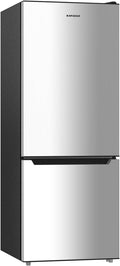 BANGSON 7.1 Cu.Ft Refrigerator with Freezer, Apartment Size Fridge with Bottom Freezer, for Apartment, Office, Kitchen and Garage, Stainless Steel, Silver