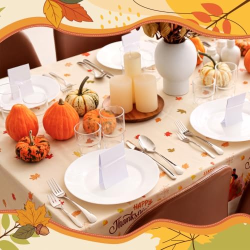 Preboun 15 Pcs Fall Thanksgiving Tablecloth Disposable 54 x 108 in, Turkey
