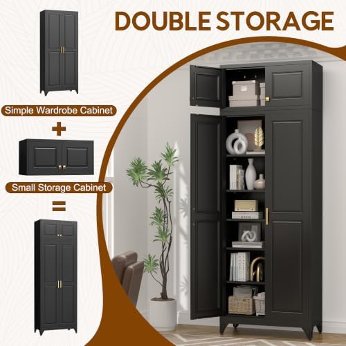UNICOLY 90.8" Kitchen Pantry Cabinet, Metal Storage Cabinet with 5 Shelves