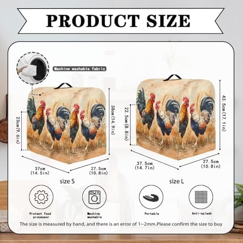 Stand Mixer Cover Dust Protector Cover Rooster Mixer Covers Compatible with 5-8 Quart Kitchen Aid Mixer Kitchen Decor Appliance Covers with 2 Pockets