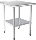 HARDURA Stainless Steel Table Prep & Work Table 24 x 30 Inches NSF Heavy Duty Commercial with Undershelf and Backsplash for Restaurant Kitchen Home and Hotel