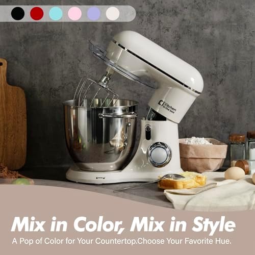 Kitchen in the box 6.5 QT Stand Mixer, 10-Speed Electric Mixer (White)