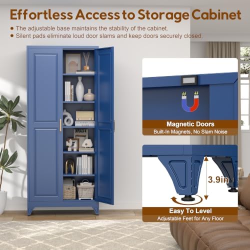 UNICOLY 75" Kitchen Pantry Cabinet, Metal Tall Storage Cabinet with Doors