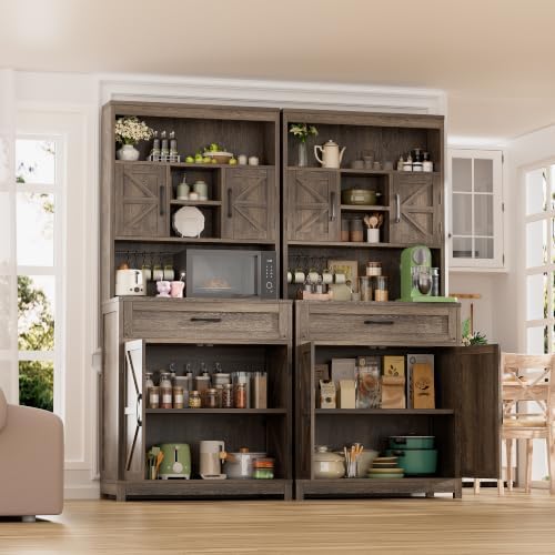 kepptory 69" Tall 63" Wide Extra Large Pantry Storage Cabinet, Brown
