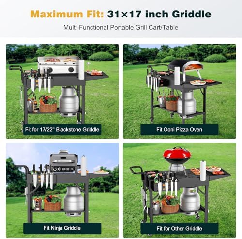 Raynesys 440lbs Outdoor Folding Grill Cart, Blackstone Griddle Stand