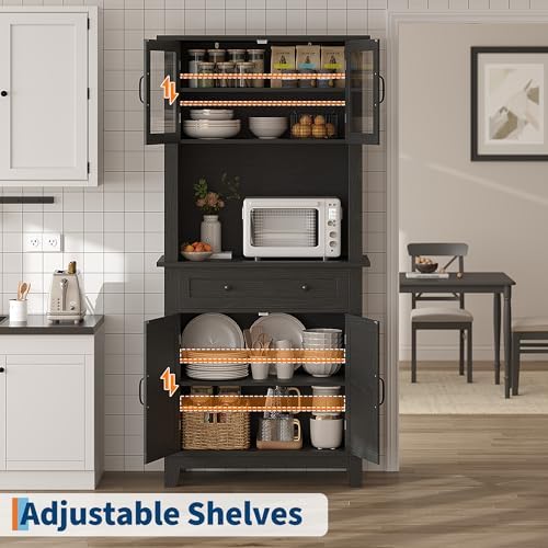 Takywep 72 in Tall Kitchen Pantry Cabinet, Kitchen Hutch Bar Cabinet
