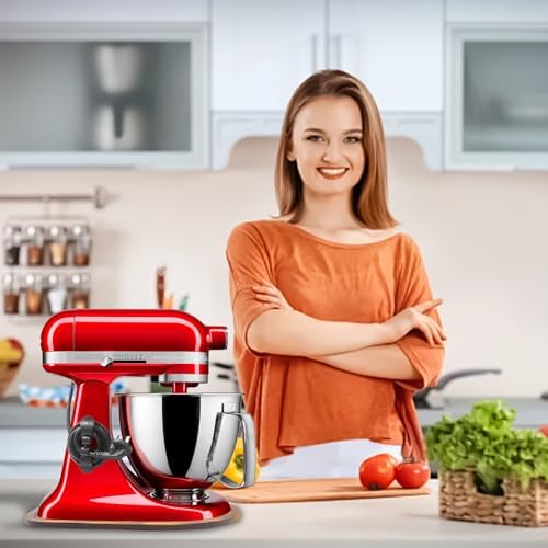Sliding Mat for Kitchen aid 4.5-5 Qt Stand Mixer with 1Pc Cord Organizer and 3Pcs Attachment Holder for Kitchen Appliance Slider Counter, Moving Tray (4.5-5 Qt Pine Wood, Brown)