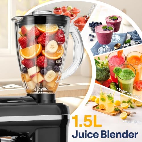 VIVOHOME 3-in-1 Stand Mixer, 6-Quart Tilt-Head Mixer, 10 Speeds, Black