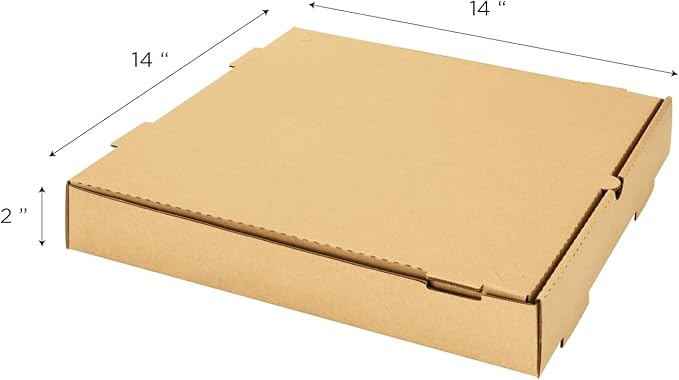 Karat Pizza Boxes 14" x 14" x 2" [50 Pack] Kraft Corrugated Boxes | Ventilated, Grease-Resistant, Durable for Pizza, Catering or Shipping Use