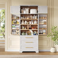 Ball & Cast 78" Tall Farmhouse Kitchen Pantry Cabinet,Freestanding Storage Cabinet with 8 Door Shelves, 3 Adjustable Shelves & 3 Large Drawers, Kitchen Pantry Cupboard for Dining Room, Bathroom, White
