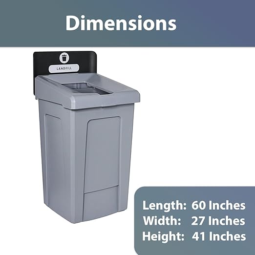 33 Gallon Landfill Waste Bin with Open-Top Lid – Heavy-Duty Commercial Trash Can with Liner Cinches and Venting Channels – for Offices, Schools, and Restaurants