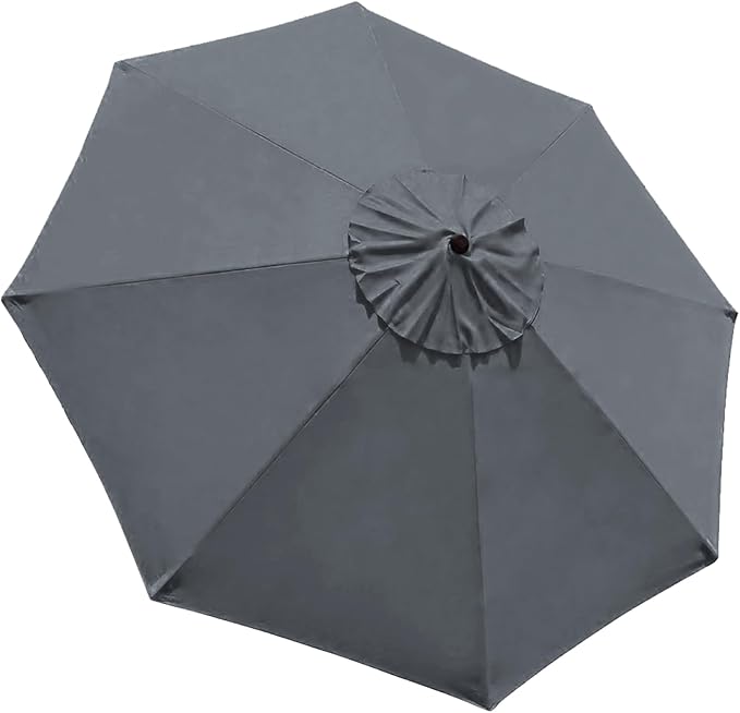 EliteShade USA 9FT Patio Umbrella Replacement Covers 8 Ribs Market Umbrella Canopy Cover (CANOPY ONLY) (Grey)