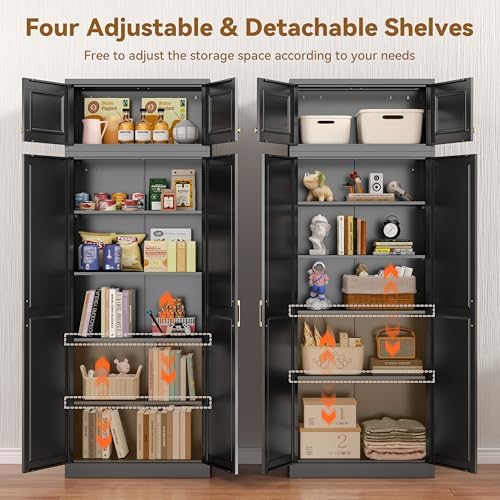 Polup 86" Tall Metal Kitchen Pantry Storage Cabinet with Doors and Shelves