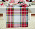 Solino Home 100% Pure Linen Table Runner White, Stewart Plaid 14 x 72 in
