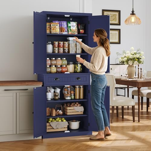ARTPOWER 72" Tall Freestanding Pantry & Kitchen Storage Cabinet, Navy Blue