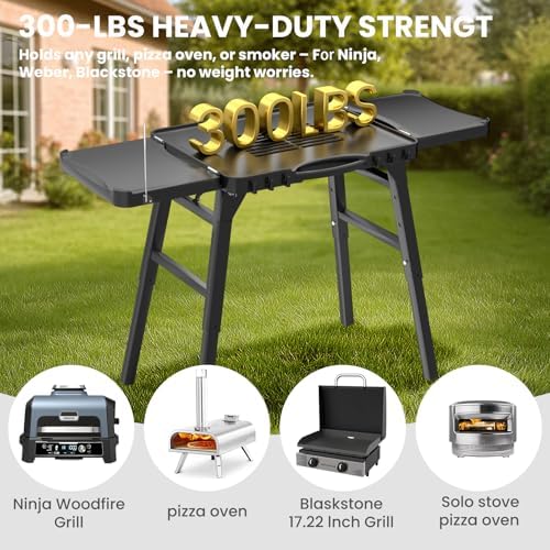 GRISUN 51'' Universal Folding Grill Cart with 3 Adjustable Heights