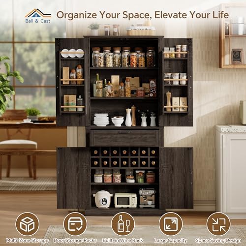 Ball & Cast 71 Inch Farmhouse Kitchen Pantry Cabinet