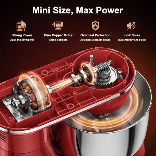Honinst 4QT Electric Stand Mixer, 10-Speed Tilt-Head Compact Kitchen Mixer